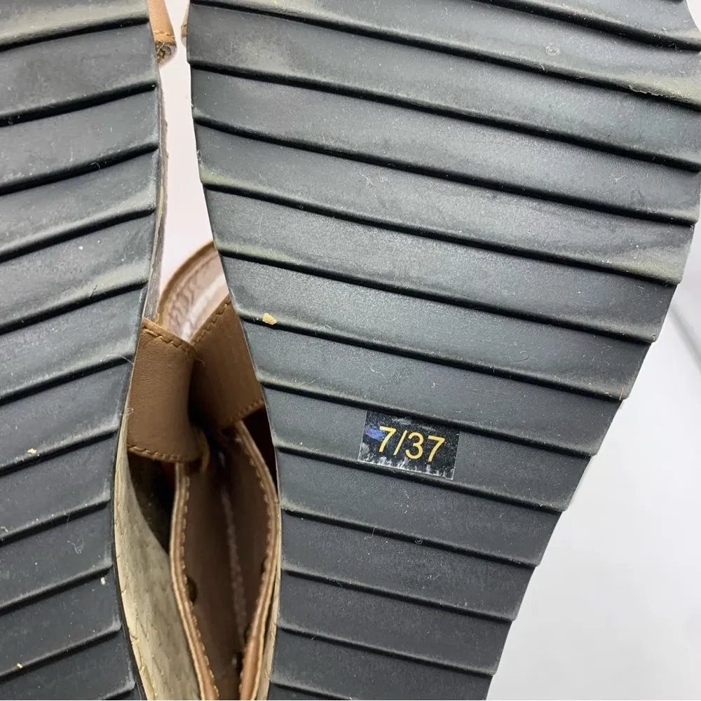 Mark Jenkins Wedge Sandal Women's Size 7 UK 37 Snake Skin Tan Leather Heels F6 - Image 11