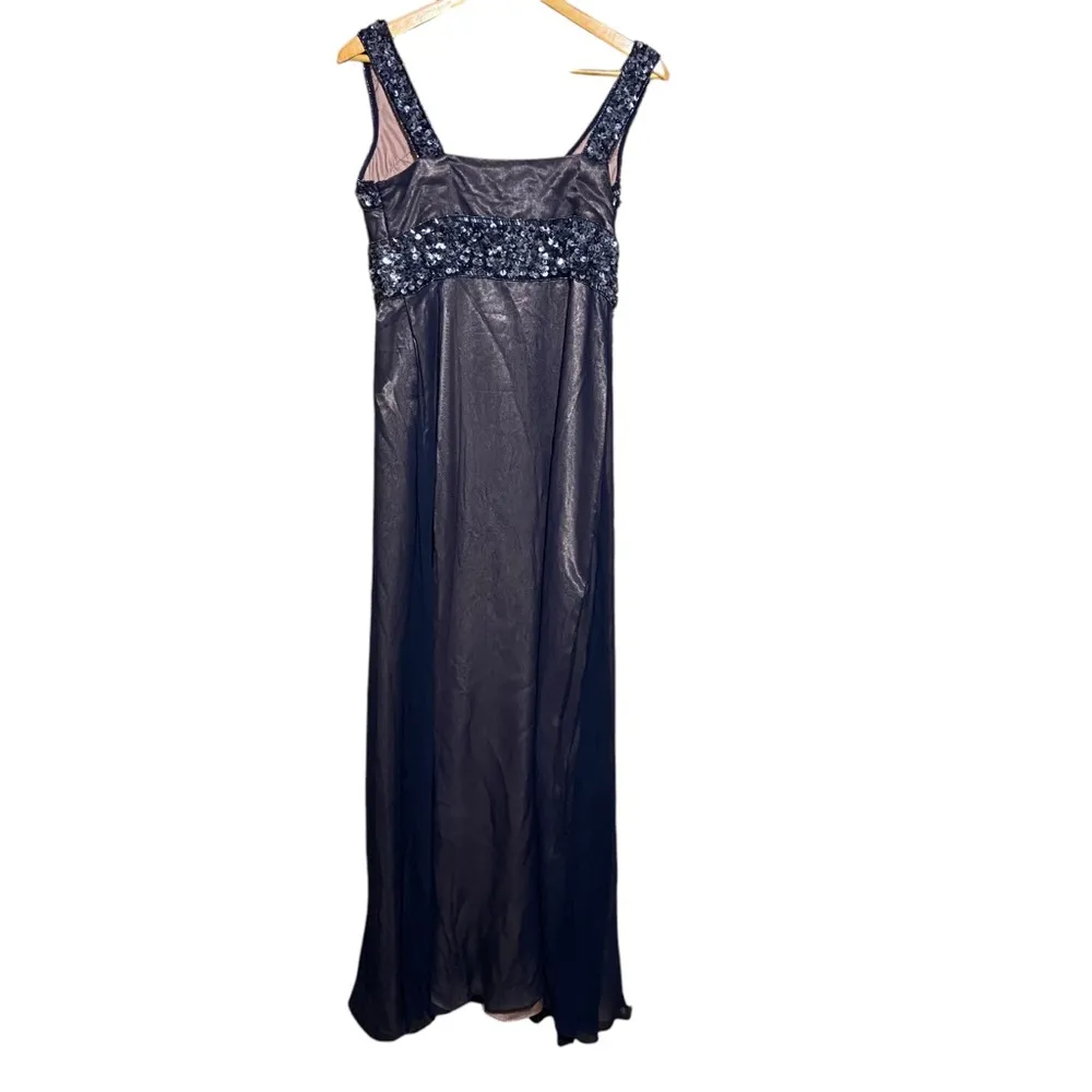 Adrianna Papell Navy‎ Pink Sequin Long Sleeveless Formal Dress Size 10 - Image 2