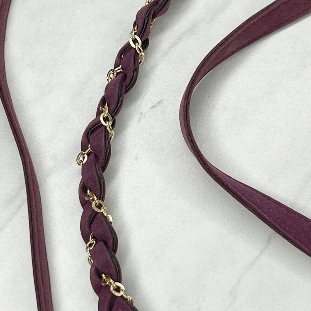 Purple Faux Suede Gold Tone Chain Woven Tie Belt One Size OS - Image 8