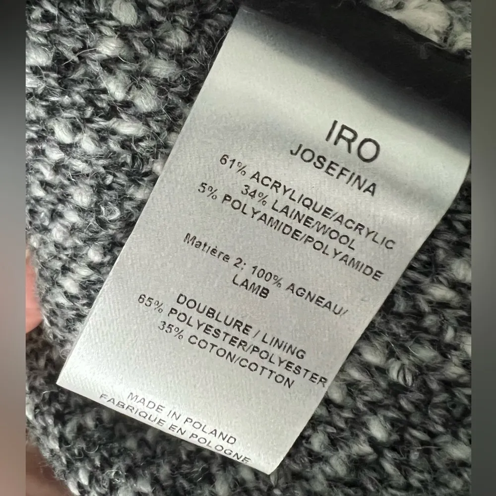 IRO josefina Black and White wool blend high Neck knitted jacket - Image 9