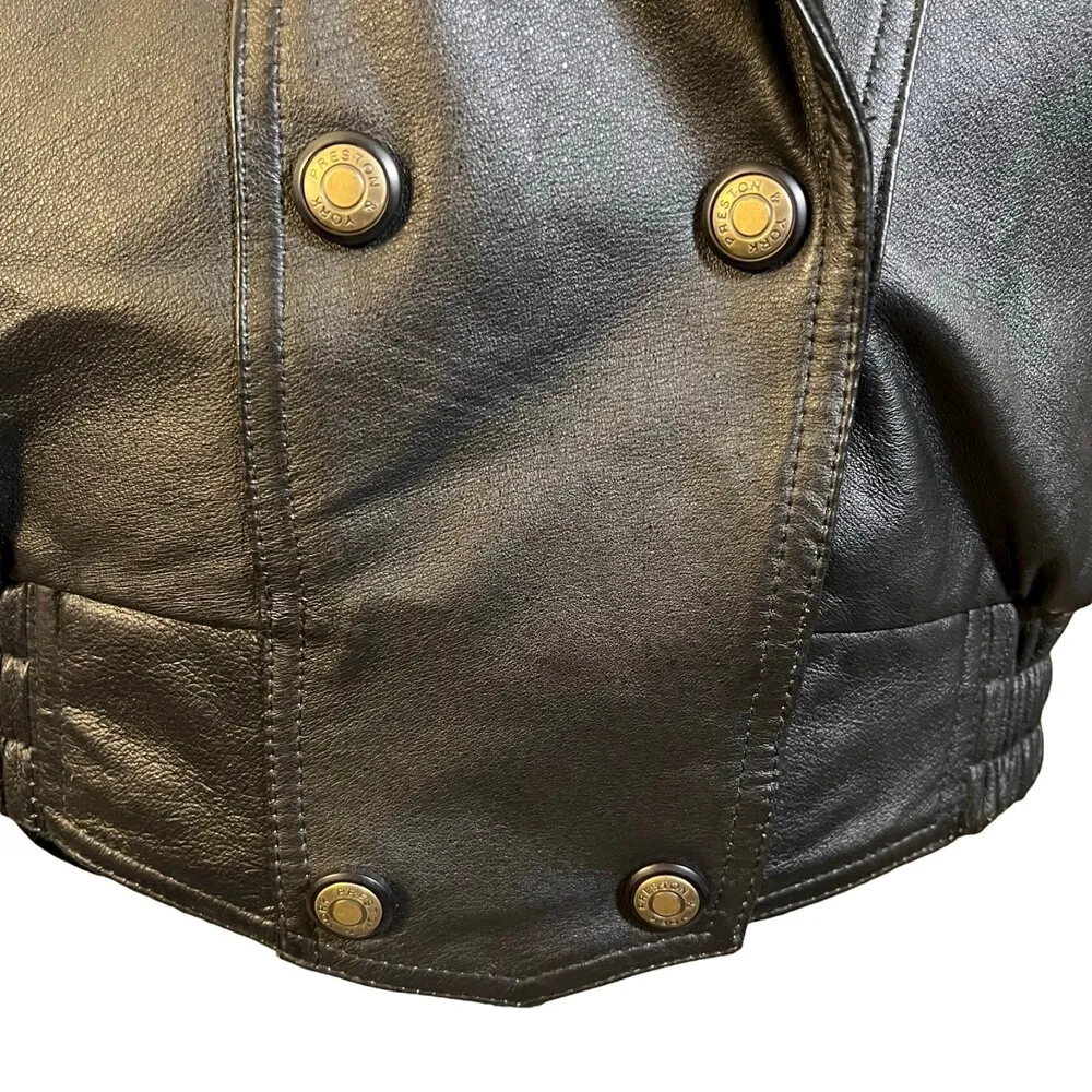 Preston & York Black Leather Floral Embossed Jacket Women's Size Medium - Image 7