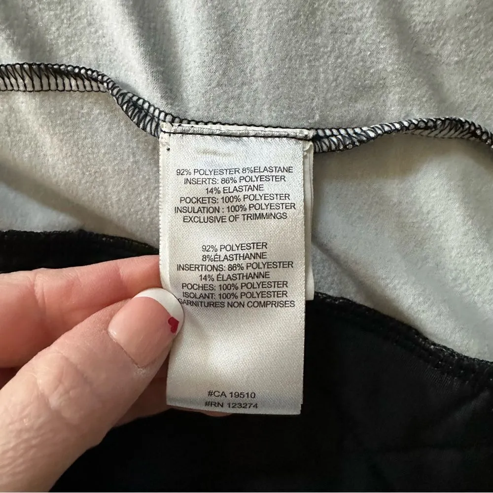 lole Black & White Stripe Quilted Long Sleeve Full Zip Up Jacket Size Small - Image 14