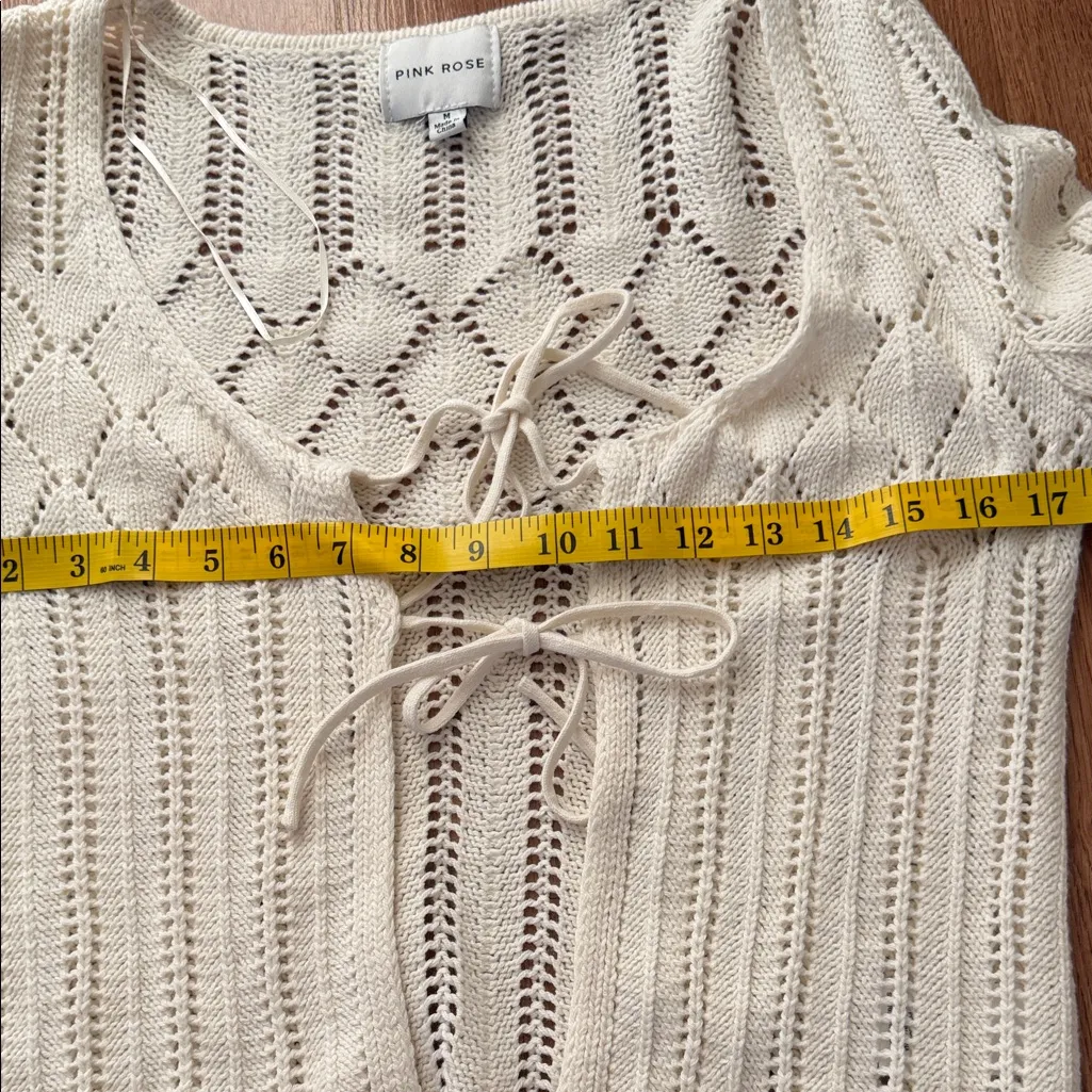 Pink Rose Cream Knit Cardigan - Image 7