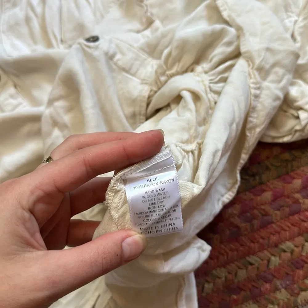 Listicle  CREAM BUTTON FRONT LONG SLEEVE BOHO DRESS ROMANTIC - Image 6