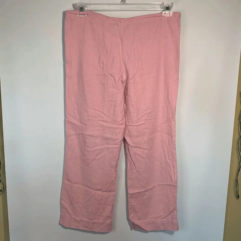 Steps Pink Linen Pull On Pant Pink - Image 2