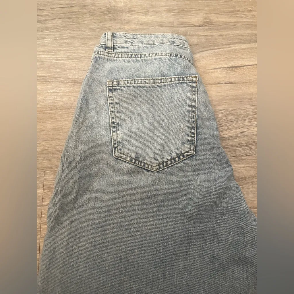 BOOHOO LIGHT BLUE THICK DENIM WIDE LEG JEANS US8 - Image 7