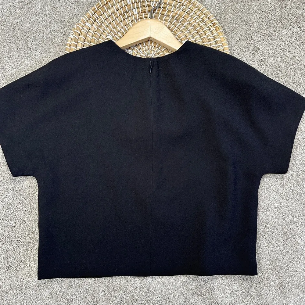 NWT J. Crew Women’s Cropped Cap-Sleeve Top Blouse in 365 Crepe Black Size 6 - Image 7