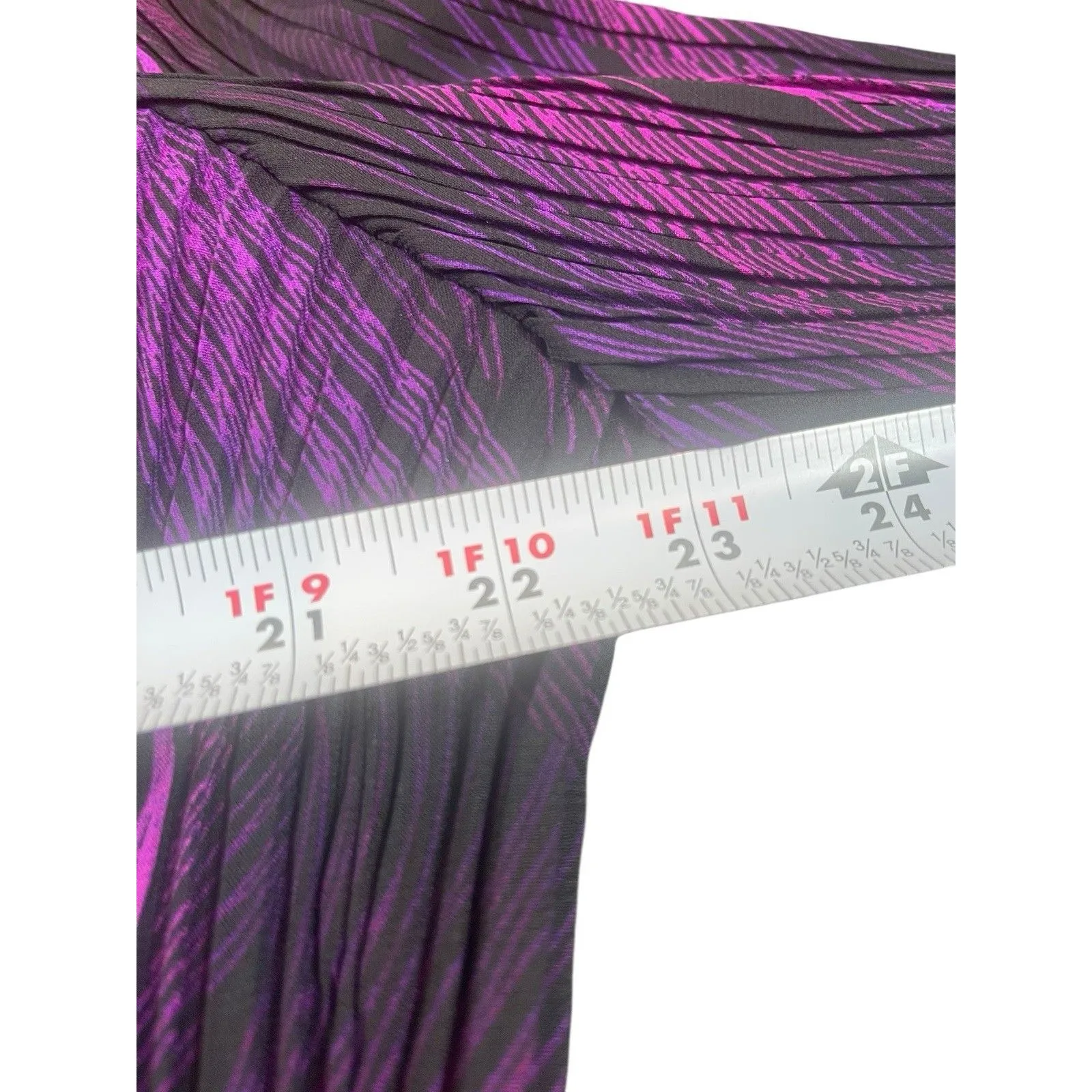 Catherines Maggie Barnes 2X Accordion Pleated Blouse Purple Black Tunic Sheer - Image 9