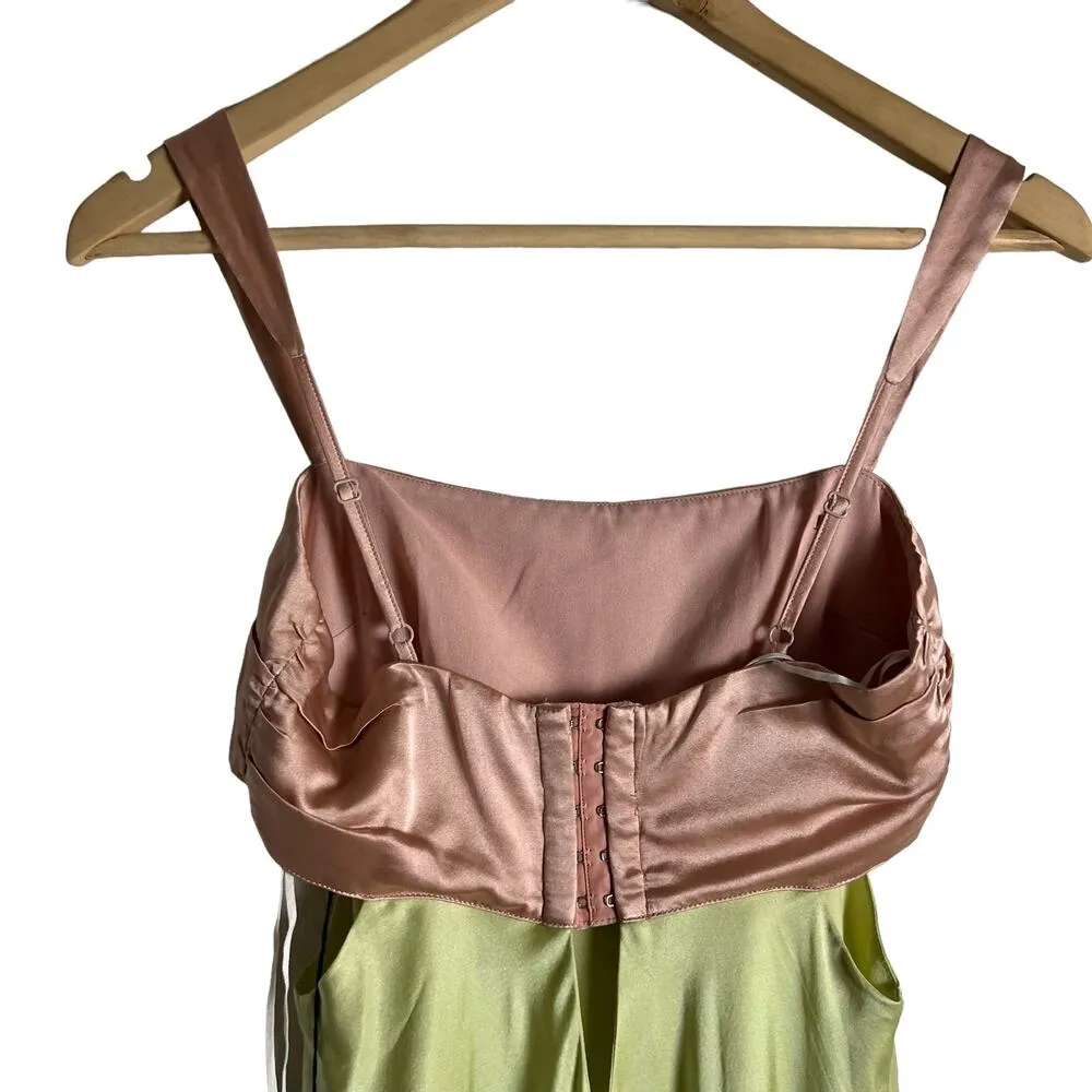 Hansen & Gretel Honeydew Blush Melon Silk Satin Sleeveless Mini Dress Size XS Green - Image 8