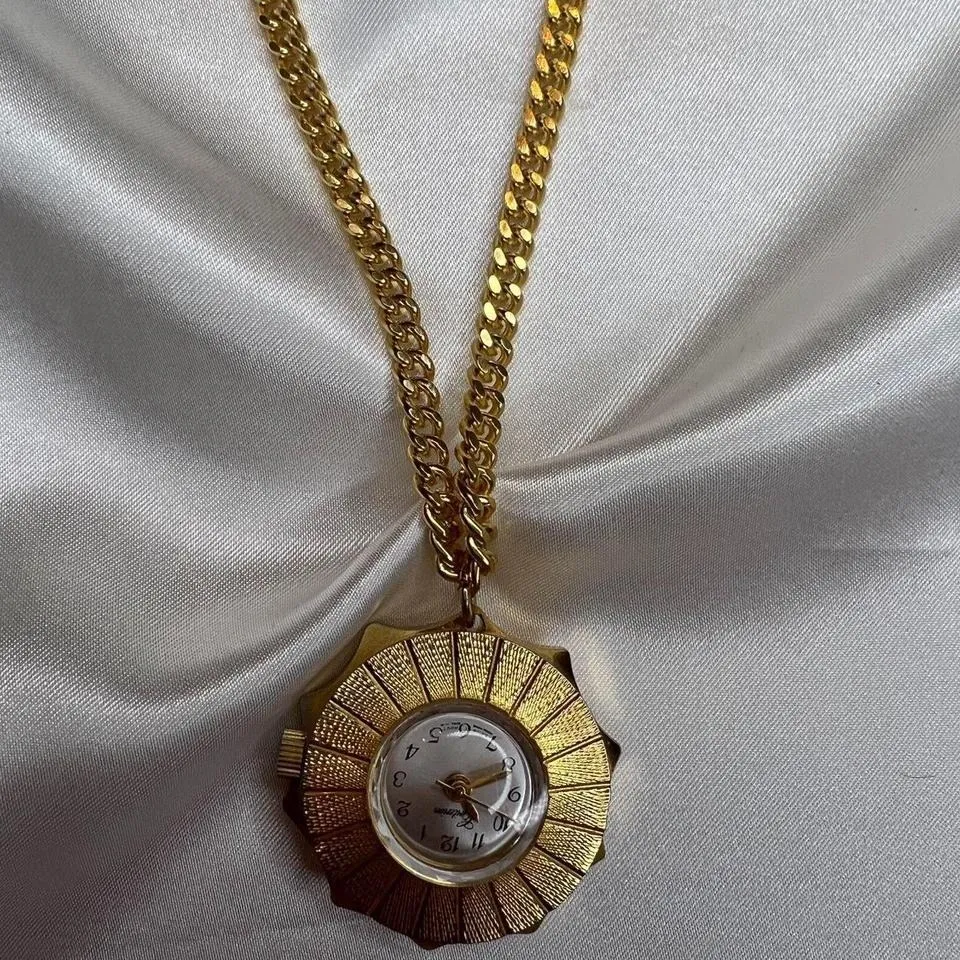 GOLD TONE CRITERION PENDANT WATCH NECKLACE - Image 5
