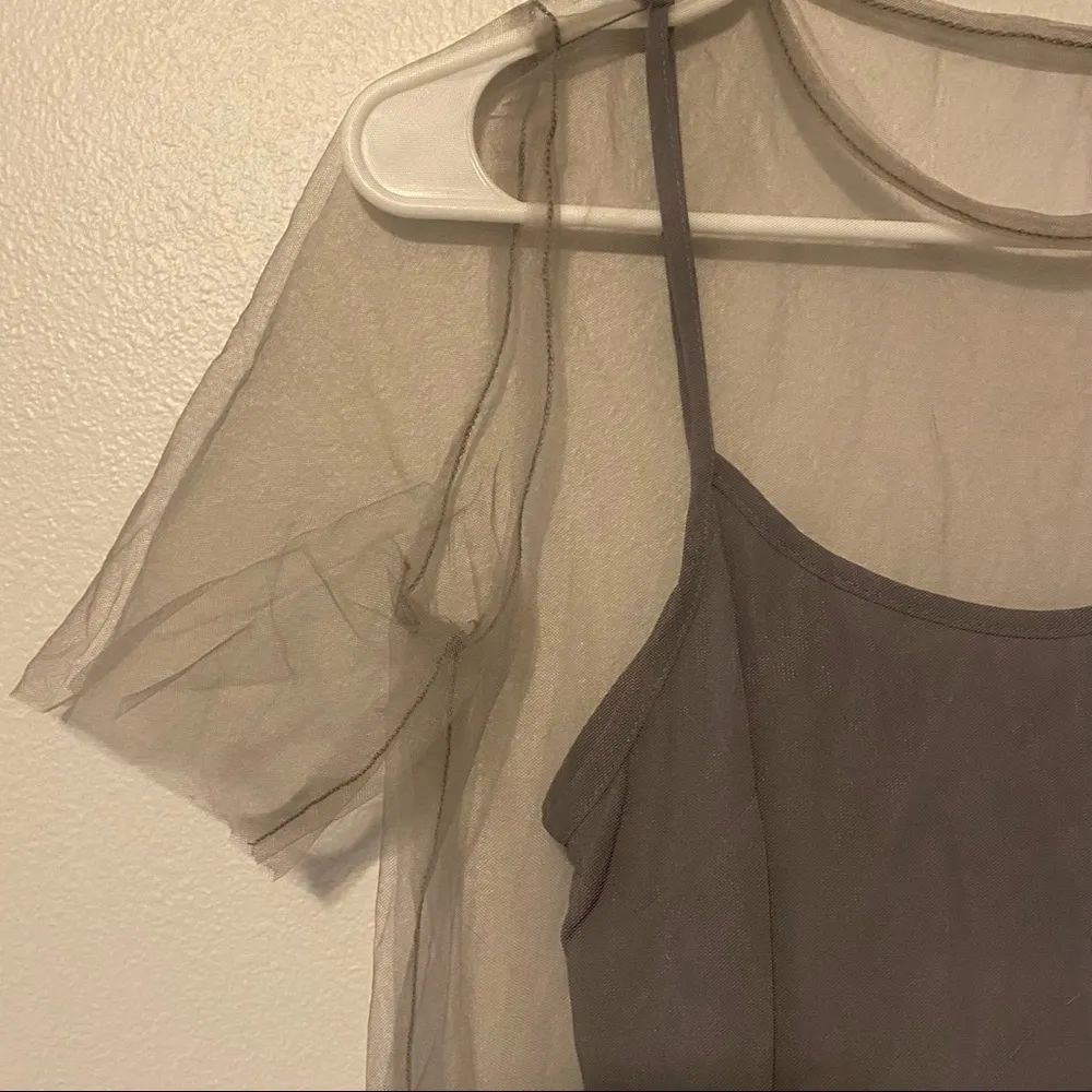 Topshop Gray Mesh Sheer‎ Overlay Dress NWT US 4 #10J80K - Image 4