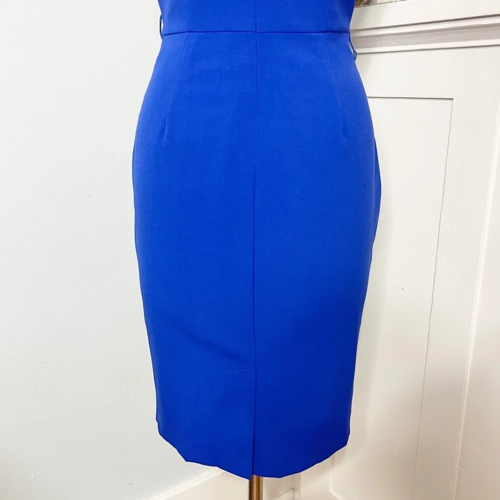 Calvin Klein Blue Ruffle Sheath Dress Career Office Party Size 6 Small - Image 8