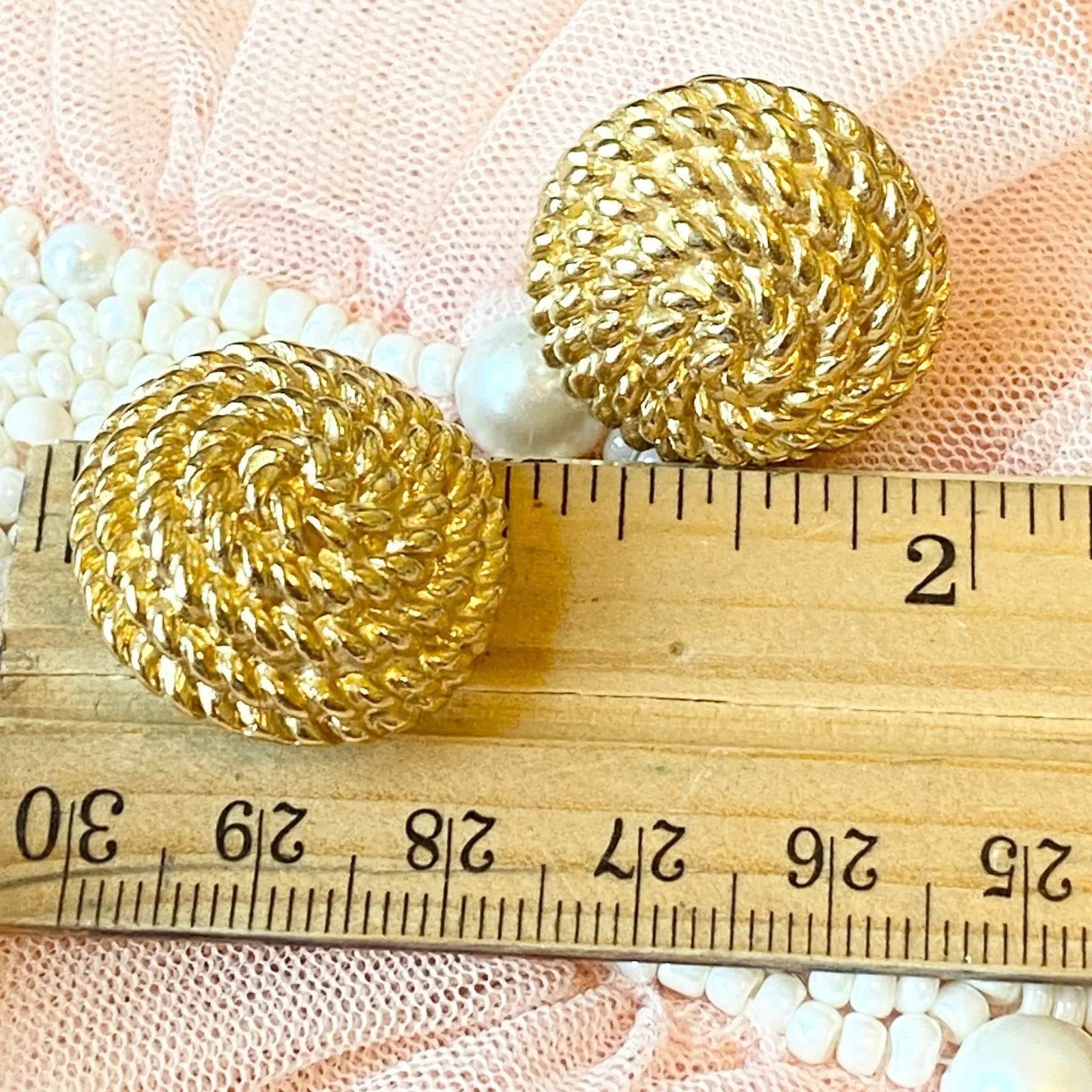 Vintage Y2K Givenchy Paris New York Gold Twisted Rope Round Clip On Earrings - Image 6