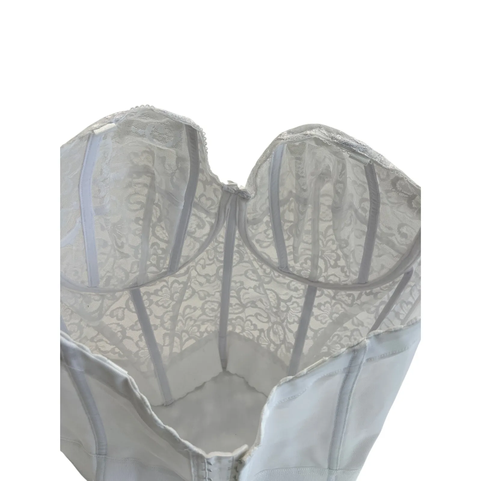 Goddess Lace Bridal Long Line Strapless Bustier White Size 46DD GD0689WHE - Image 5