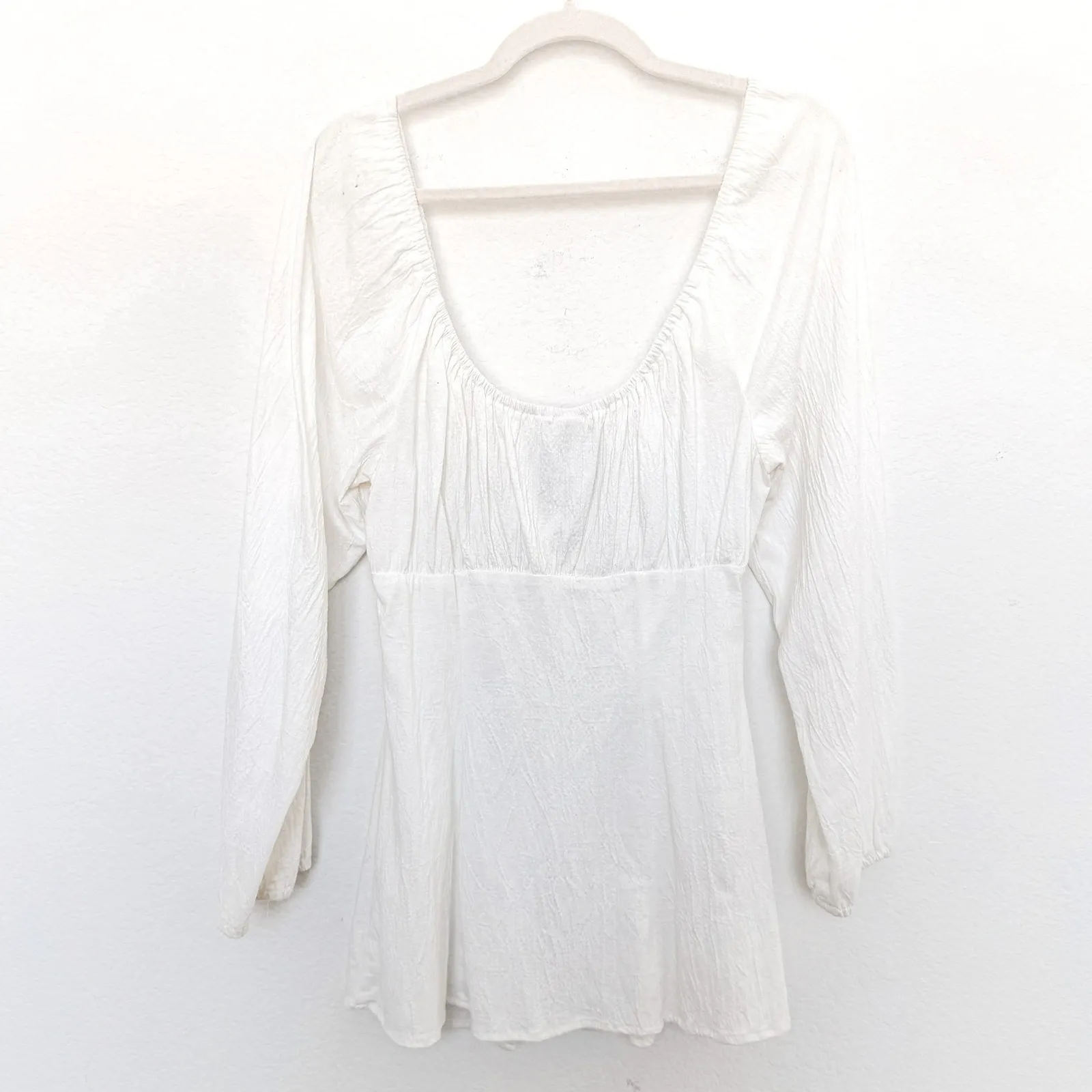Up Front Womens Milkmaid Top Size‎ L White Peasant Boho Cottage Babydoll Fairy Size L - Image 9