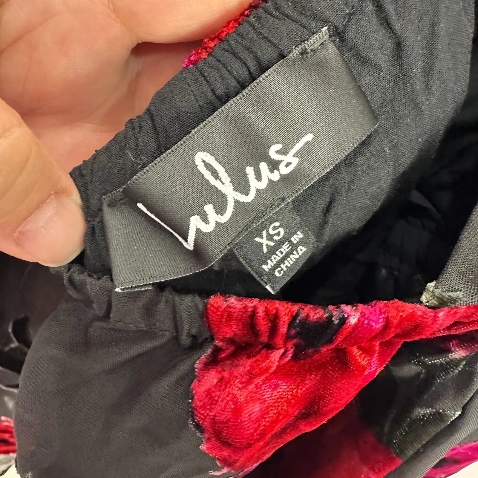 Lulus XS Black Red Burnout Velvet Floral Mini Dress Whimsigoth Coquette Party - Image 2