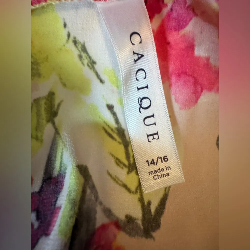 Cacique Floral Satin Barn Robe Set with Pink and Green Accents Size 14/16 F3 - Image 13