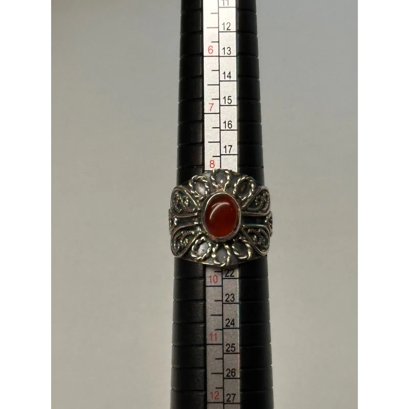 Carnelian Thick Band‎ Sterling Silver Ring Size 9 - Image 6