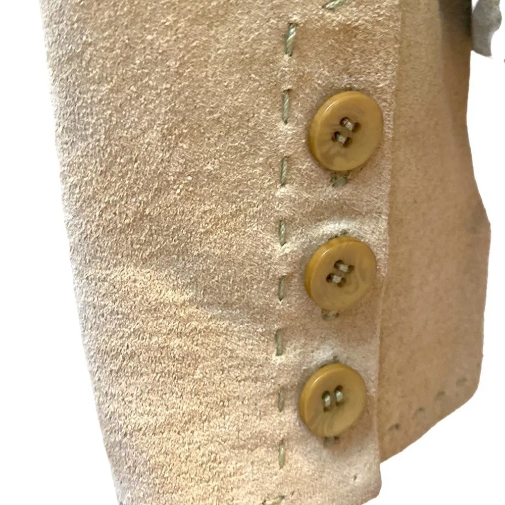 New Frontier sage green 💯 suede jacket/ blazer. Floral lining. Size 10. NWOT. - Image 6