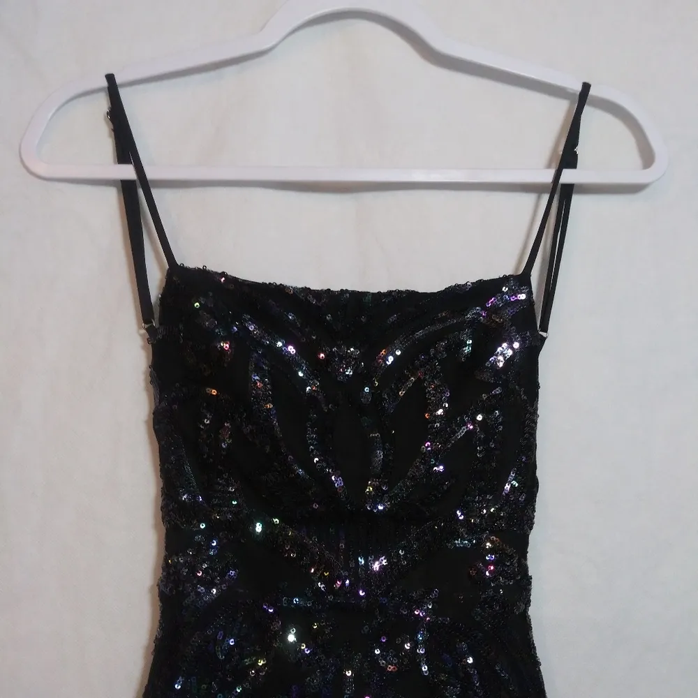 LUCY IN THE SKY Strappy Dress in Black Iridescence Party Dinner Formal Size XS - Image 3