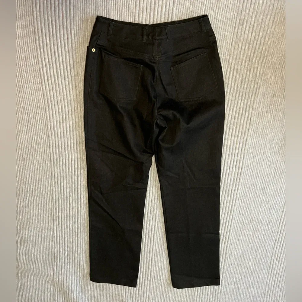 Women’s Vintage St. John Sport Black Denim 2 Piece Suit Jacket Trouser Pants 2 P - Image 12