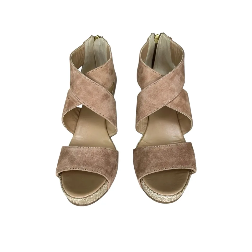 CORDANI Brown Suede Wedge Sandals Size 39 Wedges Tan - Image 3