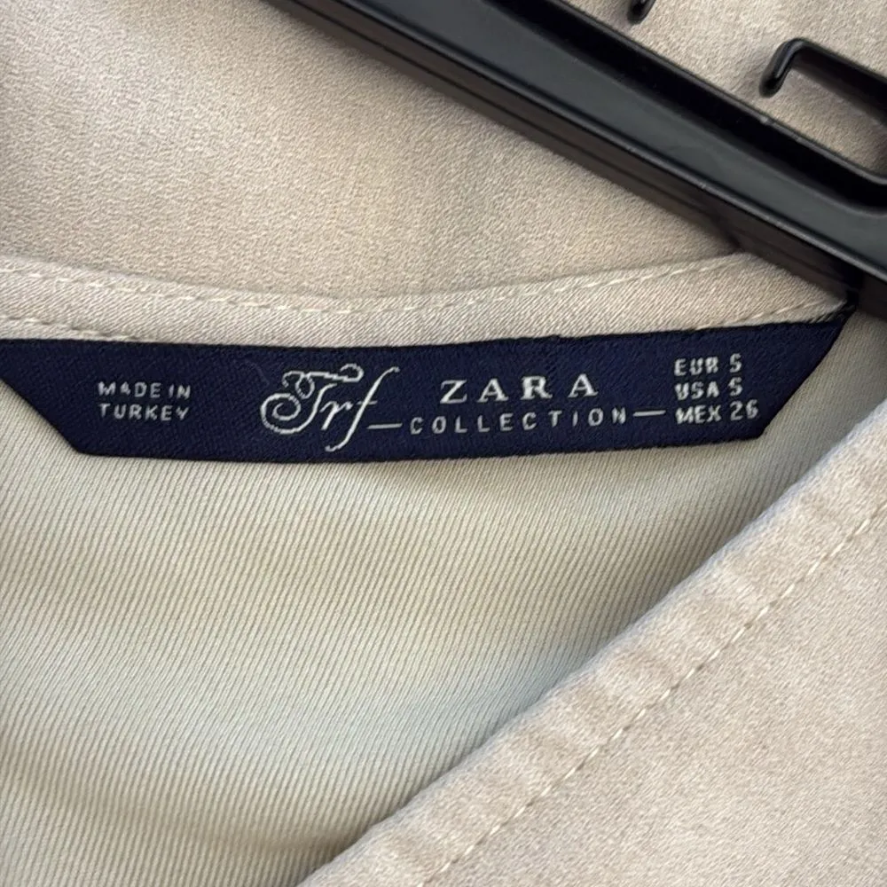 Zara Midi Biege Lined Long Sleeve Beige Tax Line Dress Size Small - Image 6