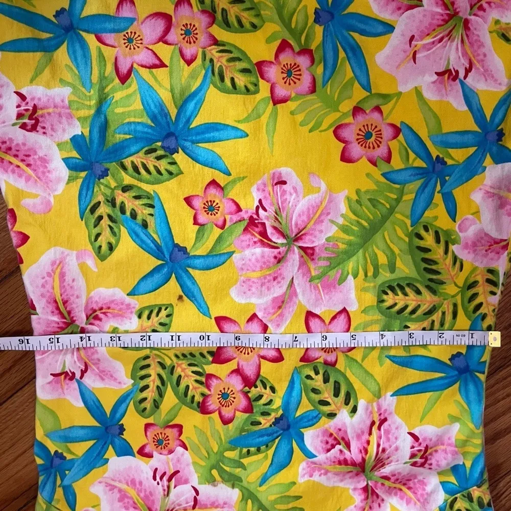 VINTAGE Y2K Tommy Hilfiger Dress Yellow Floral Hawaiian H - Image 9