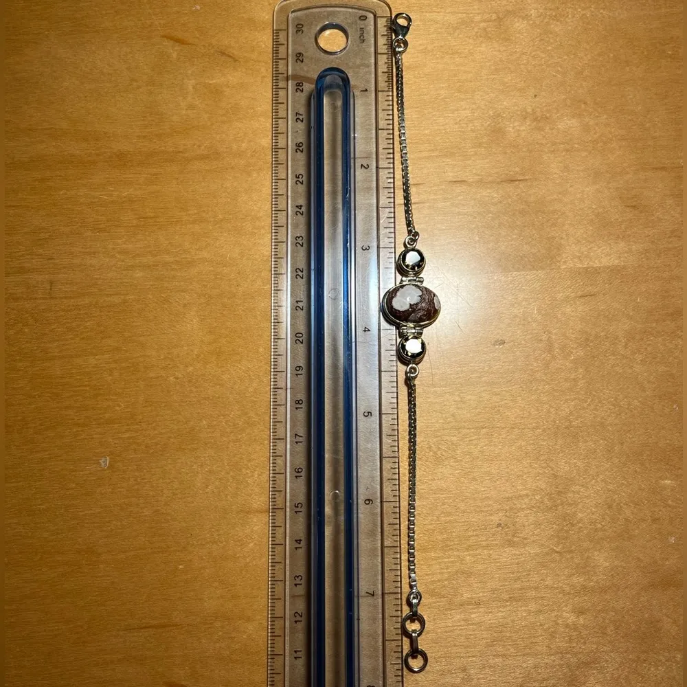 Agate & Smoky Topaz Stone Box Chain 925  Bracelet - Image 14