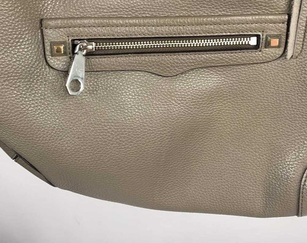 Rebecca Minkoff Crossbody Reagan Leather Hobo Shoulder Bag Smokey Taupe Purse - Image 3