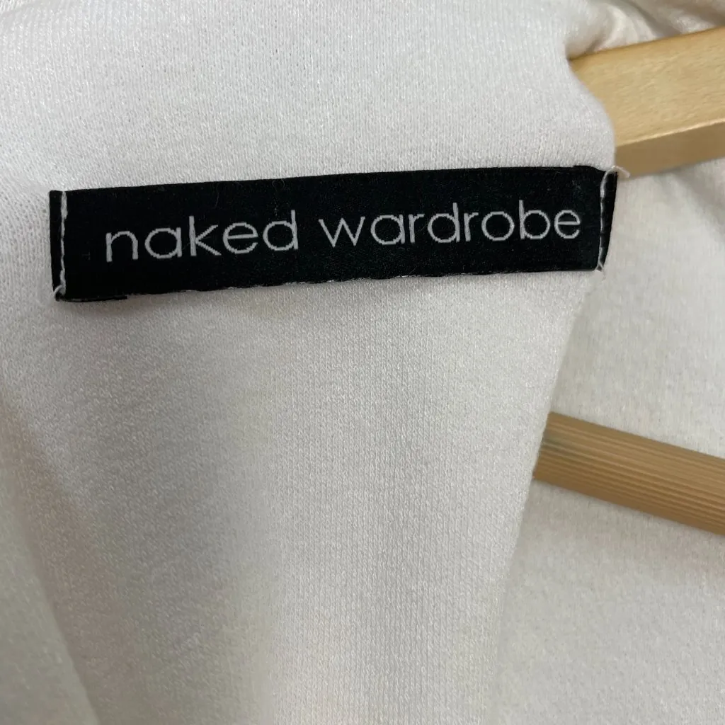 Naked Wardrobe NW Mock Neck Sculpt Romper White Size Large Long Sleeve Shorts - Image 4