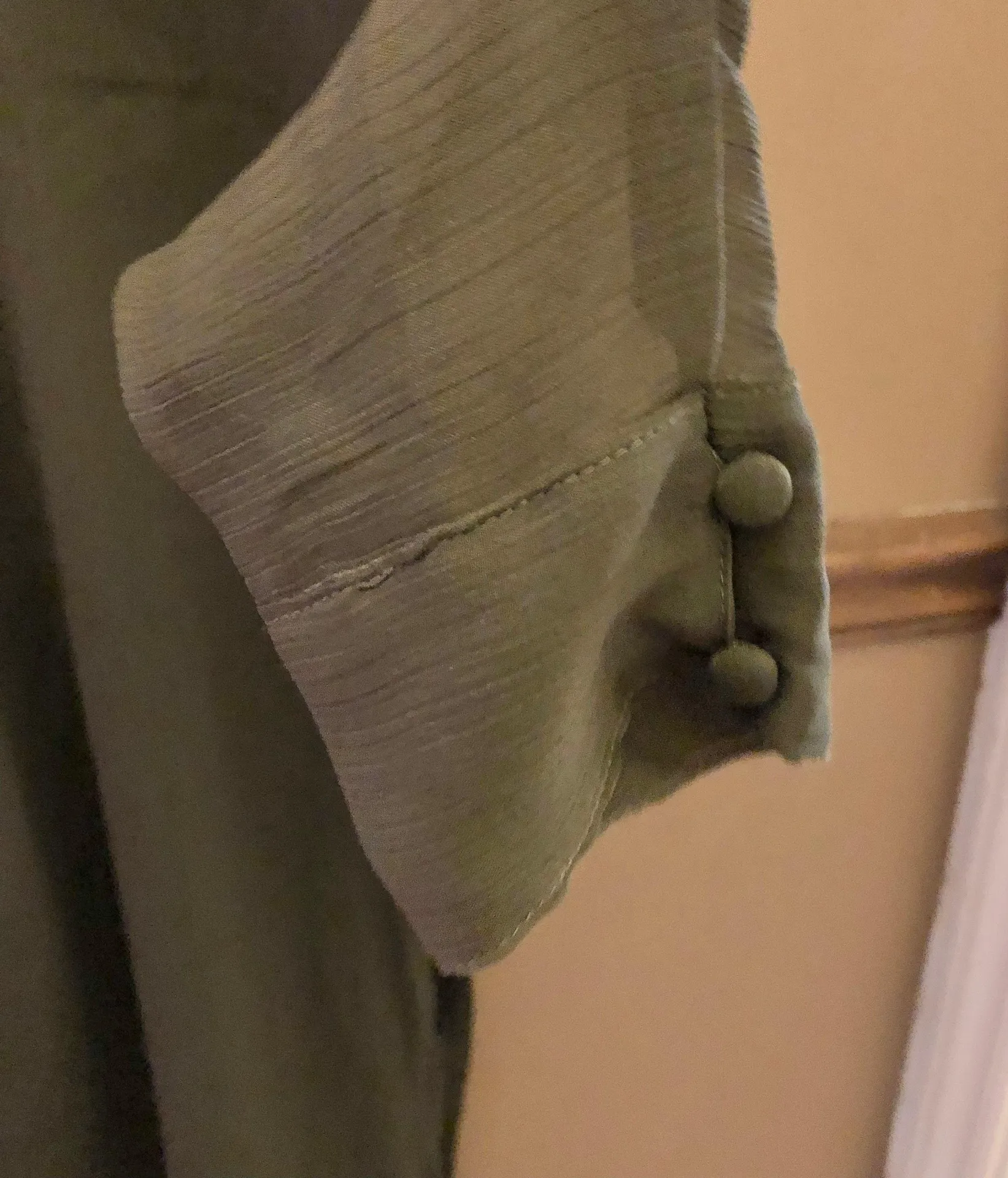 Design Long Sleeve V Neck Faux Wrap MIDI Dress Olive Green 4 - Image 4