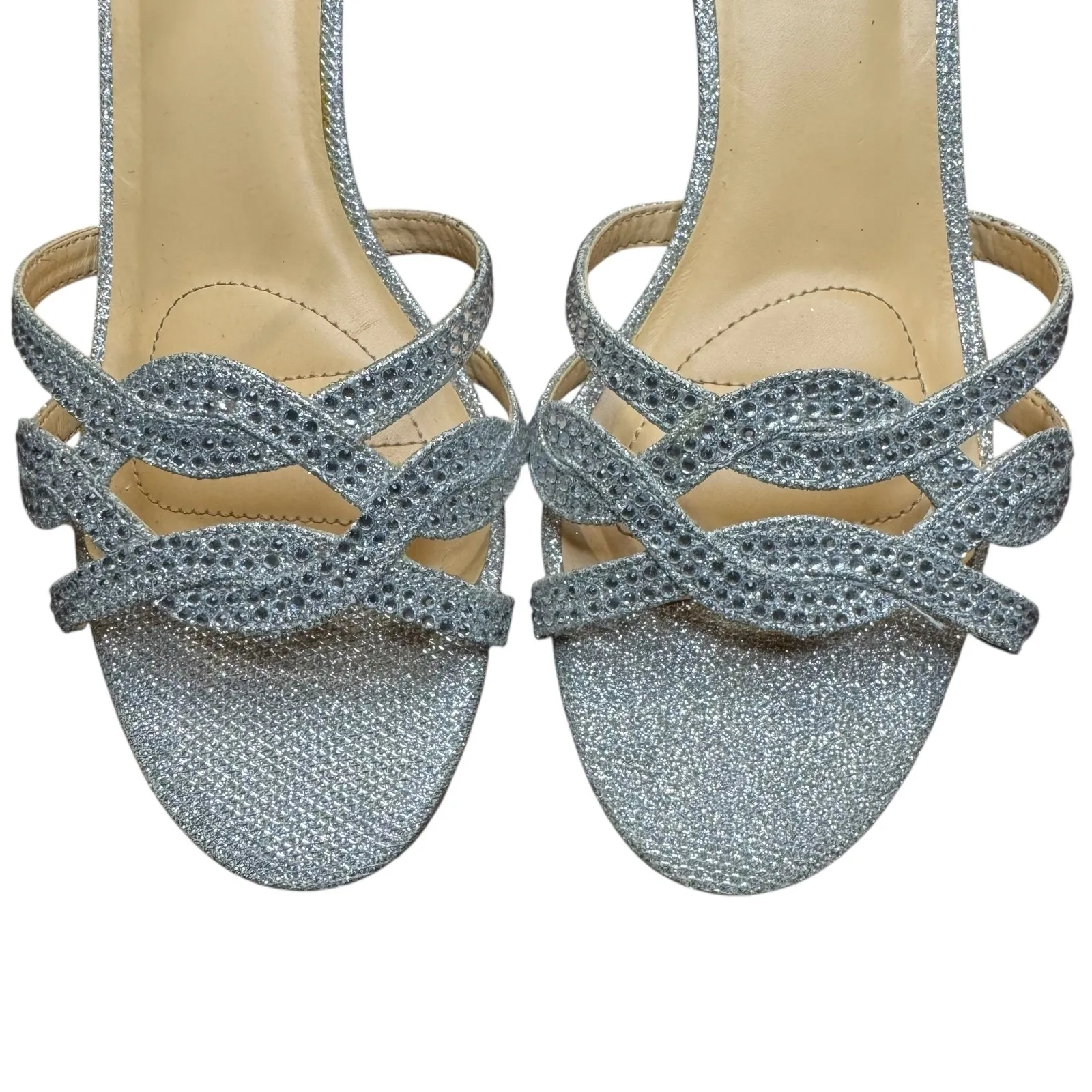 Badgley Mischka American Glamour Shoes Womens Size 6 Glitter Strappy Heels Dress - Image 2