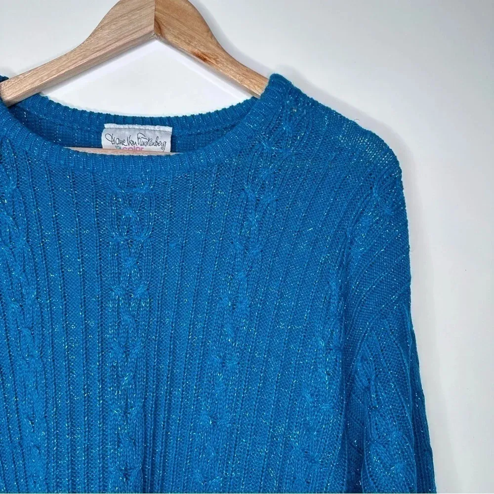 Diane Von Furstenberg The Color Authority Vintage Teal Metallic Pullover - Image 6