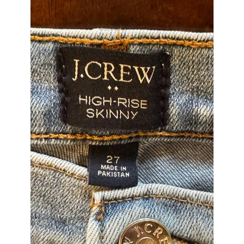 J Crew Jeans Women 27 Blue Denim Light Wash High Rise Skinny Retro Preppy - Image 6