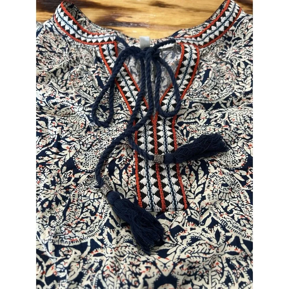 DANIEL RAINN Women Size Small Front Tassel Tie Top Sleeveless Shirt Boho Peasant - Image 8