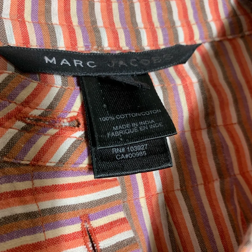 four button, two pocket bib front long sleeve, striped shirt size 8 - Image 8