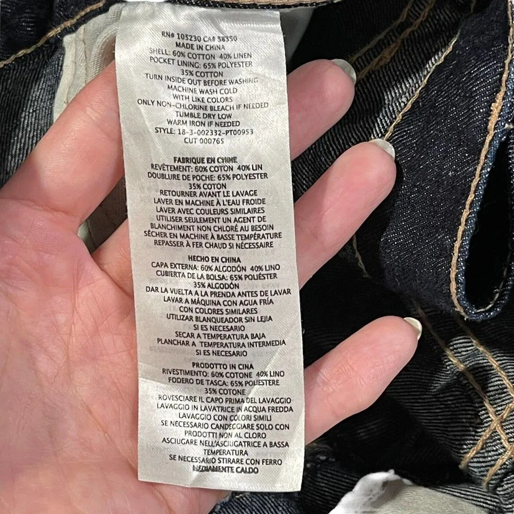 Current Elliot The Vintage Crop Slim High Rise Linen Blend Jeans Dark Size 26 - Image 14