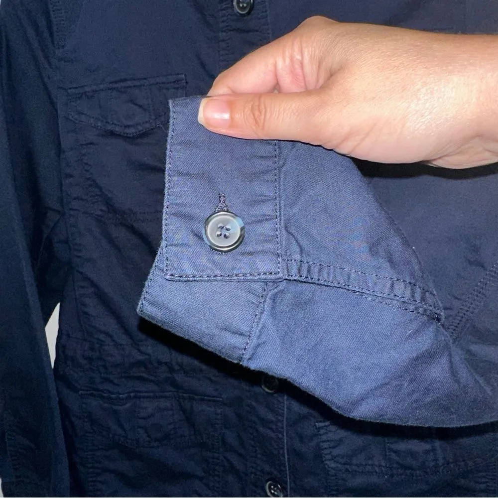 Talbots navy linen blend utility shirt jacket women S - Image 5