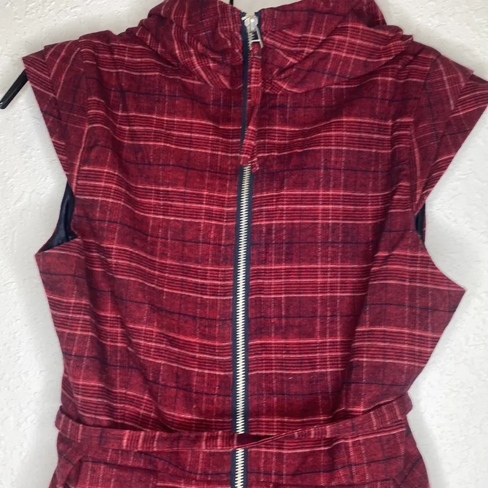 GO International Plaid Women’s Cowl Neck Pleated Skirt Midi Dress EUC Sz 11 - Image 7