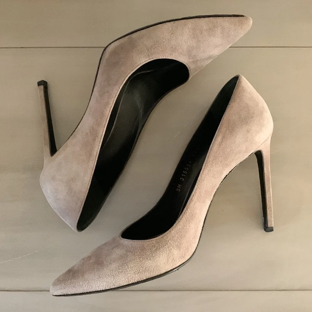 Saint Laurent Gray Suede Pointed Toe Pumps 39.5 - Image 9