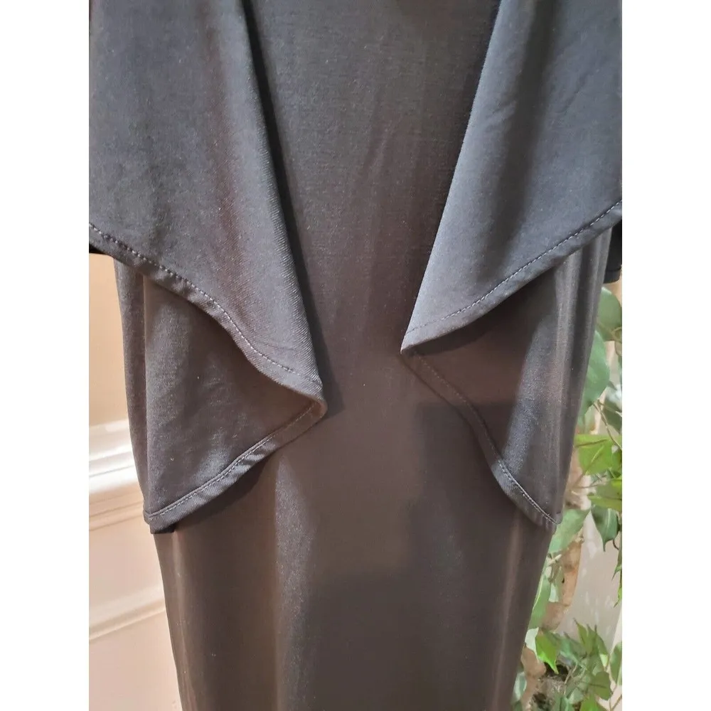 Another Thyme Women Black Solid Polyester Scoop Neck Half Sleeve Dress Size 2X - Image 3