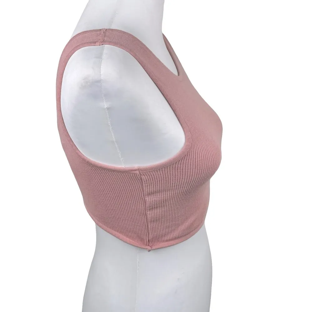 Double Zero Pink Twist Back Seamless Robbed Crop Tank Top Size Medium - Image 5