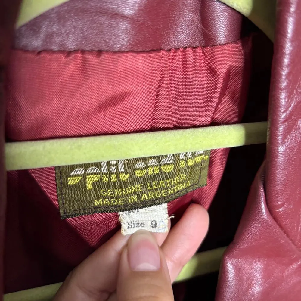 Split End Ltd. Red Leather 70's Vintage Jacket Sz 9 - Image 6