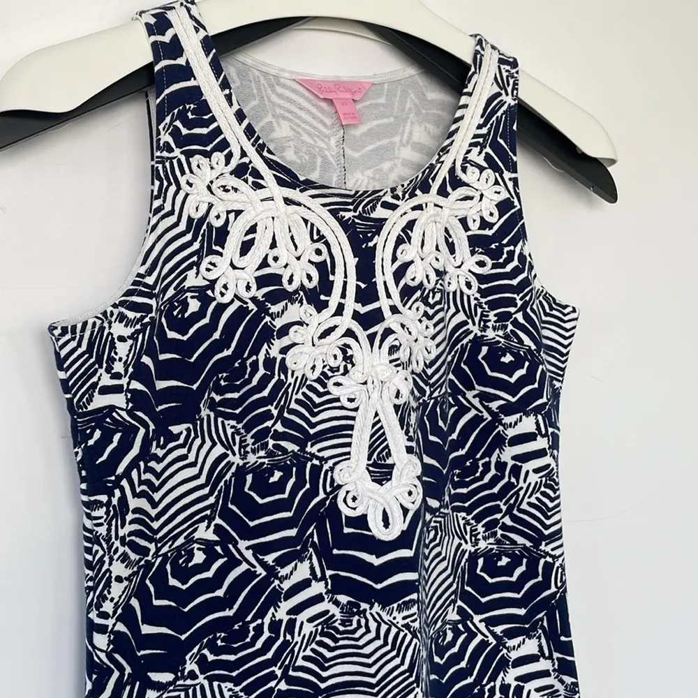 Lilly Pulitzer Oh Cabana Bot Umbrella Print Blue and White Foster Shift Dress XS - Image 4