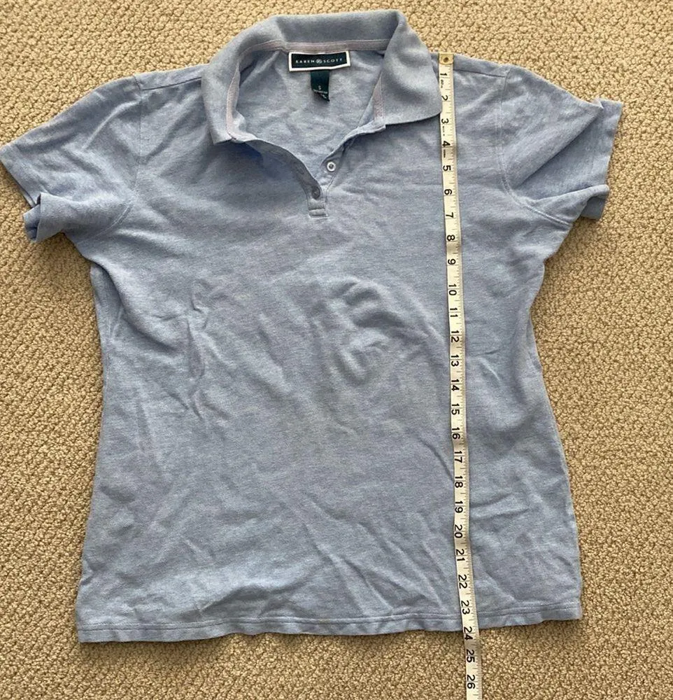 Karen Scott Sky Blue Polo Shirt Blouse Button Down T-Shirt Short Sleeve Small - Image 5