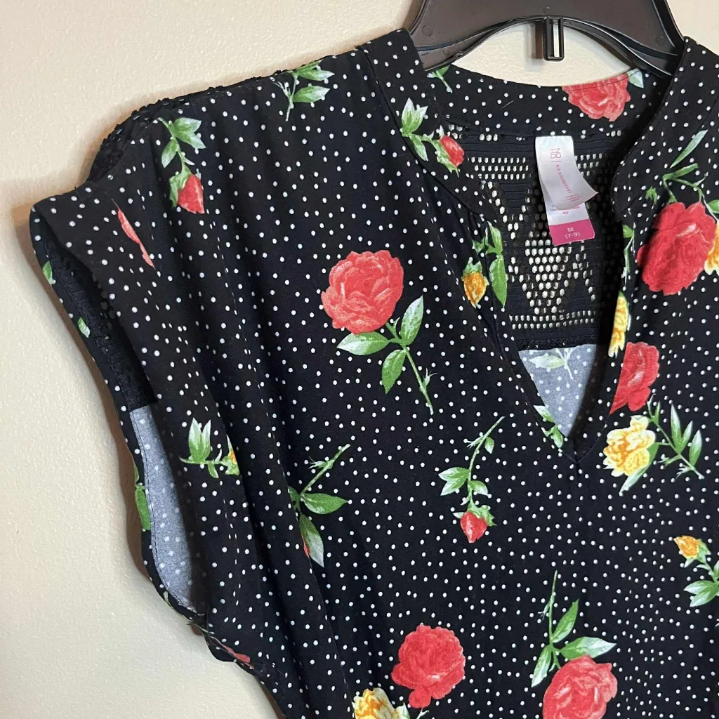 No Boundaries Black Rose Floral Eyelet Lace Belted Sundress - Image 4