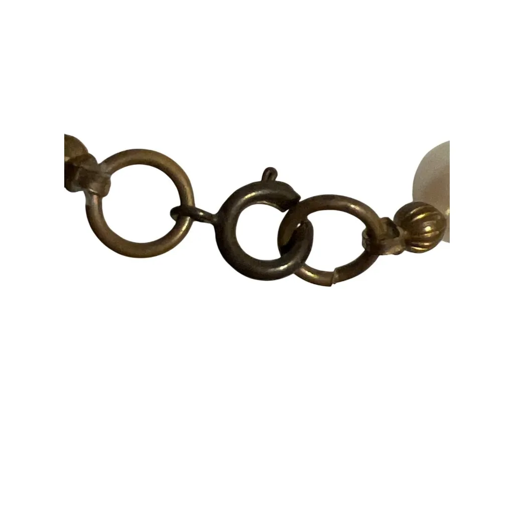 Vintage Pearl Green Glass Millefiori Beads Necklace Collar Estate 16.5" READ - Image 5