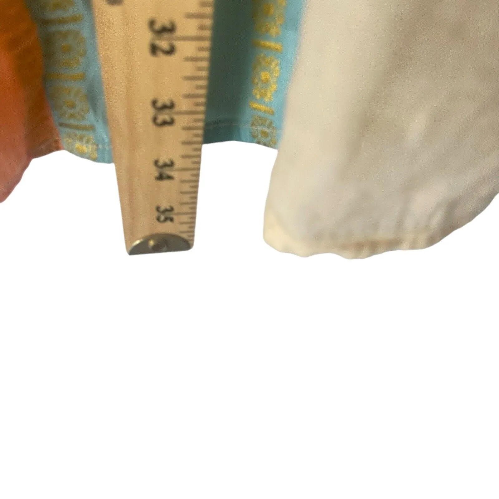 Occhi Blu‎ Women's L/XL Sheer Beaded India Orange Blue Celestial Gypsy Tunic Top - Image 12