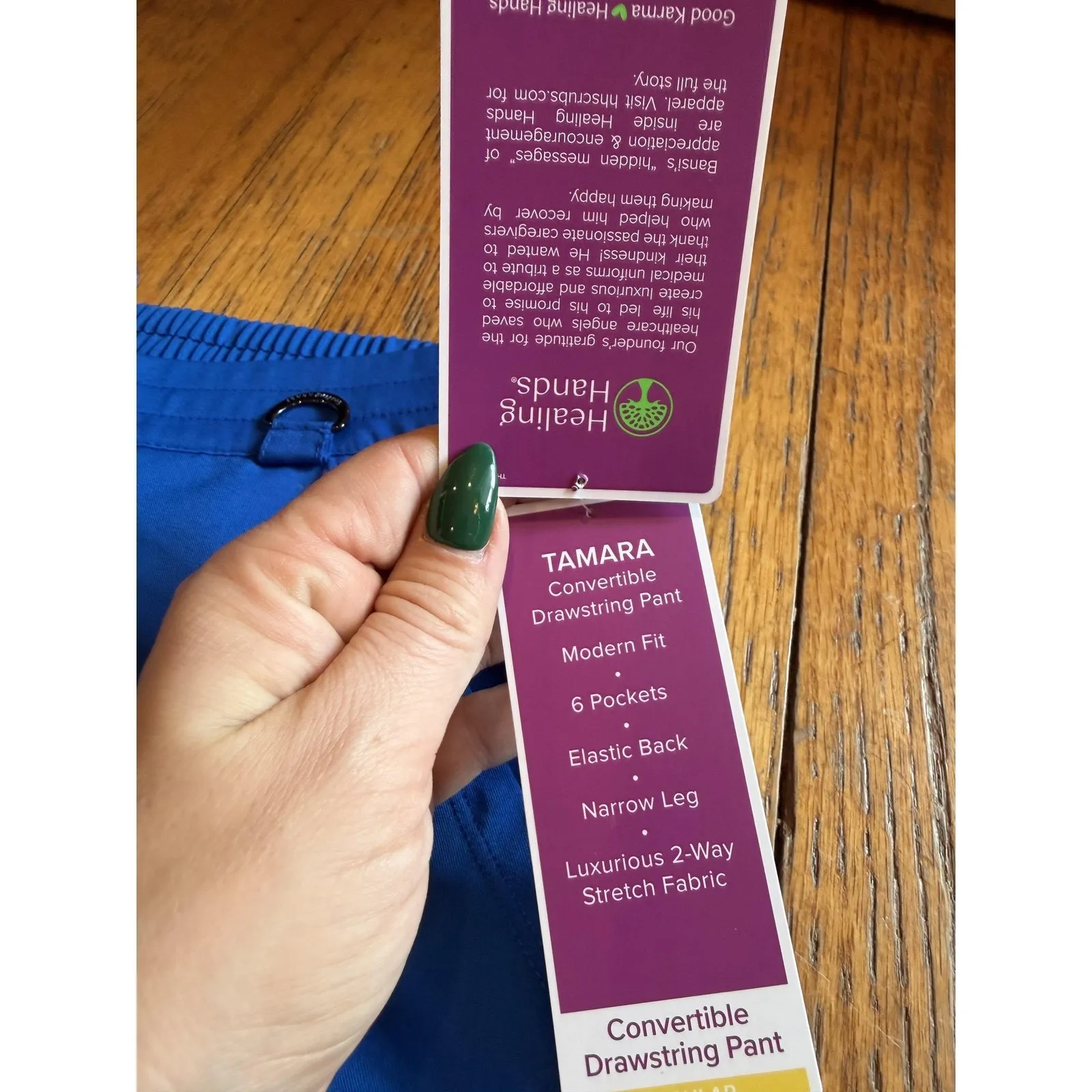 Healing Hands Purple Label Tamara Scrub Pants Womens Large Royal Blue 9181 - Image 5